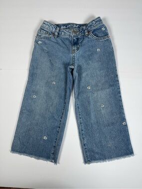 Cat & Jack Light Blue Daisy Embroidered Wide-Leg Jeans - Girls Size 5